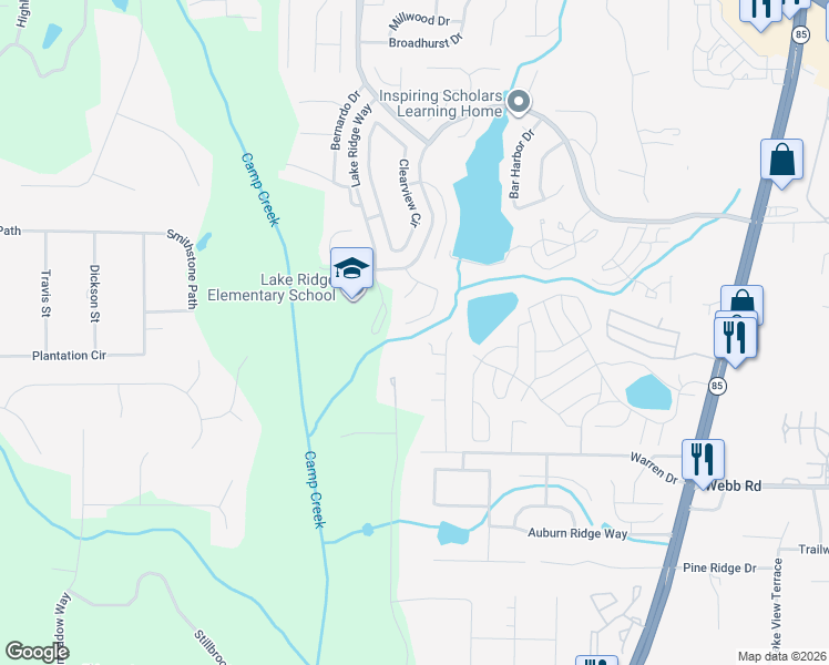map of restaurants, bars, coffee shops, grocery stores, and more near 1113 West Shore Drive in Riverdale