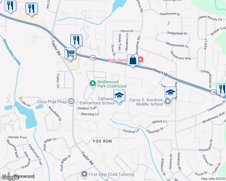 map of restaurants, bars, coffee shops, grocery stores, and more near 208 Derby Drive in Riverdale