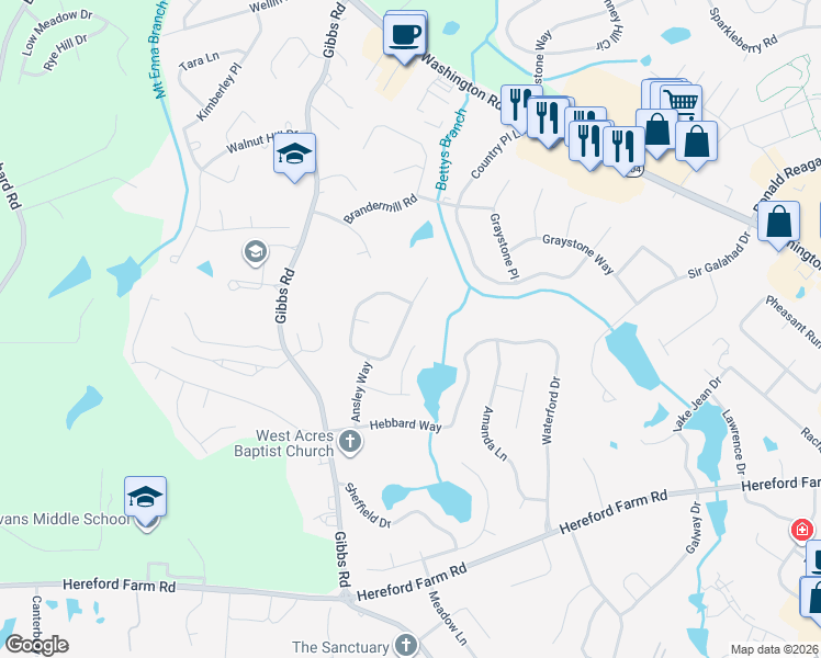 map of restaurants, bars, coffee shops, grocery stores, and more near 4576 Mulberry Creek Drive in Evans
