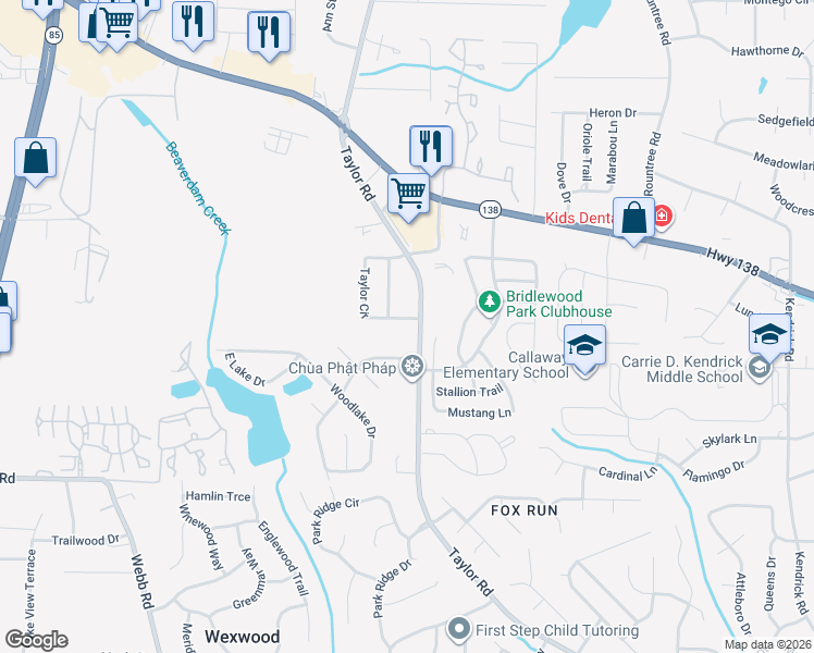 map of restaurants, bars, coffee shops, grocery stores, and more near 7951 Taylor Cir in Riverdale