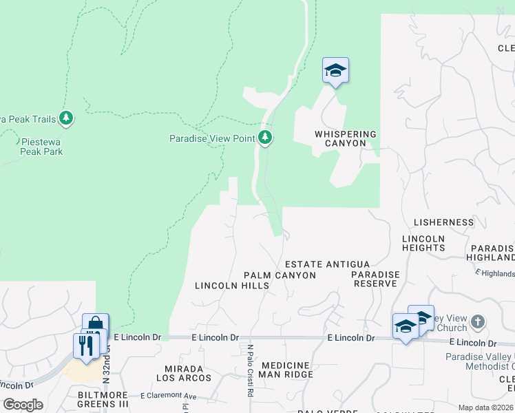map of restaurants, bars, coffee shops, grocery stores, and more near 6844 North 36th Street in Phoenix