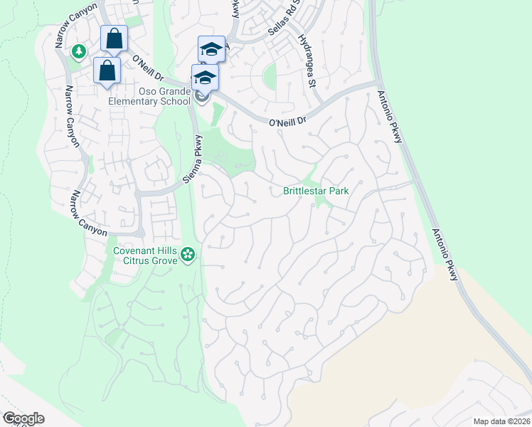 map of restaurants, bars, coffee shops, grocery stores, and more near 3 Anapamu Street in Ladera Ranch
