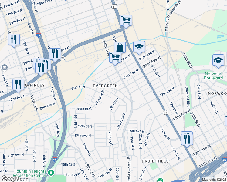 map of restaurants, bars, coffee shops, grocery stores, and more near 2000 Stouts Road in Birmingham