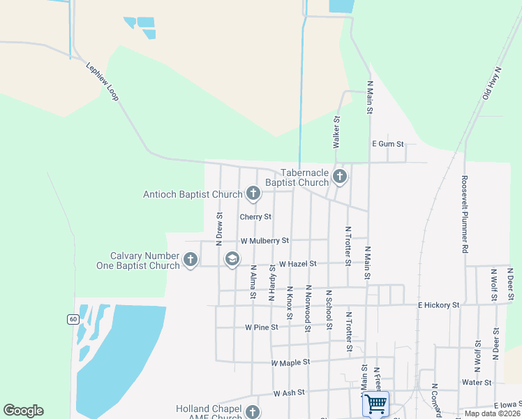 map of restaurants, bars, coffee shops, grocery stores, and more near 1104 North Alma Street in Dermott