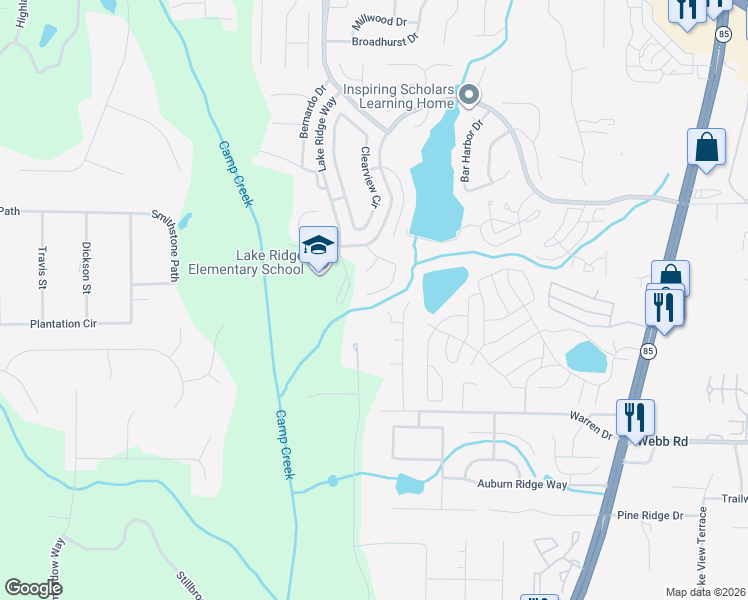 map of restaurants, bars, coffee shops, grocery stores, and more near 1113 West Shore Drive in Riverdale
