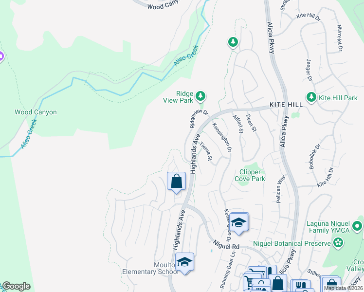 map of restaurants, bars, coffee shops, grocery stores, and more near 29231 Ridgeview Drive in Laguna Niguel