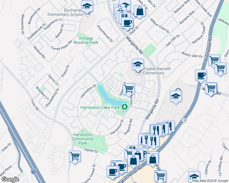 map of restaurants, bars, coffee shops, grocery stores, and more near 28905 Boothbay Road in Temecula