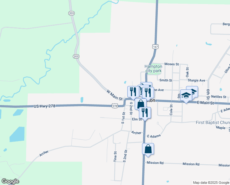 map of restaurants, bars, coffee shops, grocery stores, and more near 403 W Main in Hampton