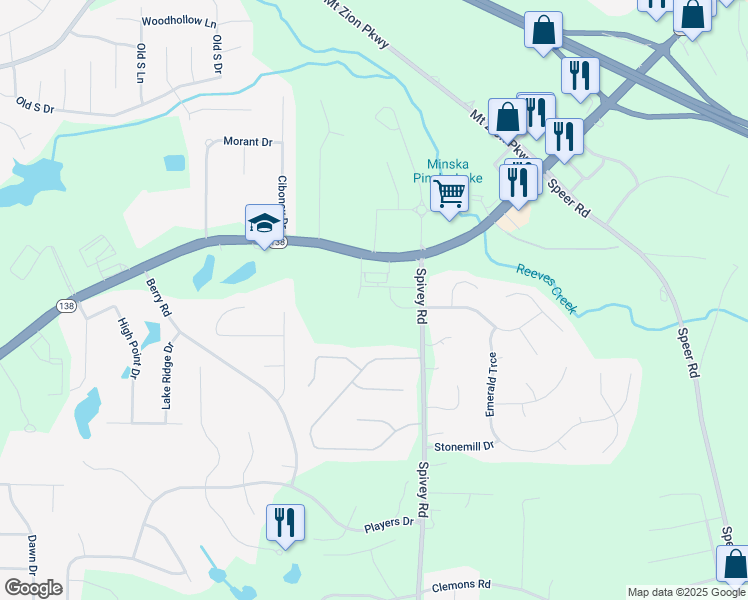 map of restaurants, bars, coffee shops, grocery stores, and more near 1300 Berkeley Drive in Jonesboro