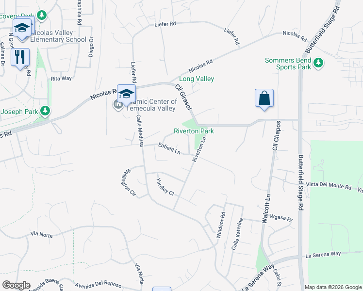 map of restaurants, bars, coffee shops, grocery stores, and more near 40061 Amberley Circle in Temecula