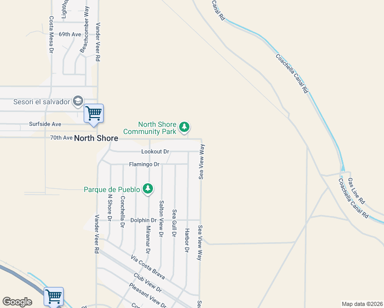 map of restaurants, bars, coffee shops, grocery stores, and more near 99420 Flamingo Drive in Mecca
