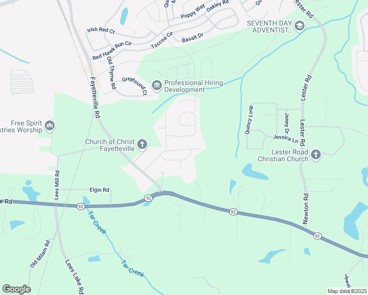 map of restaurants, bars, coffee shops, grocery stores, and more near 4417 Belcamp Road in Fairburn