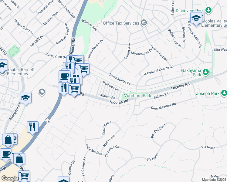 map of restaurants, bars, coffee shops, grocery stores, and more near 39537 Tischa Drive in Temecula