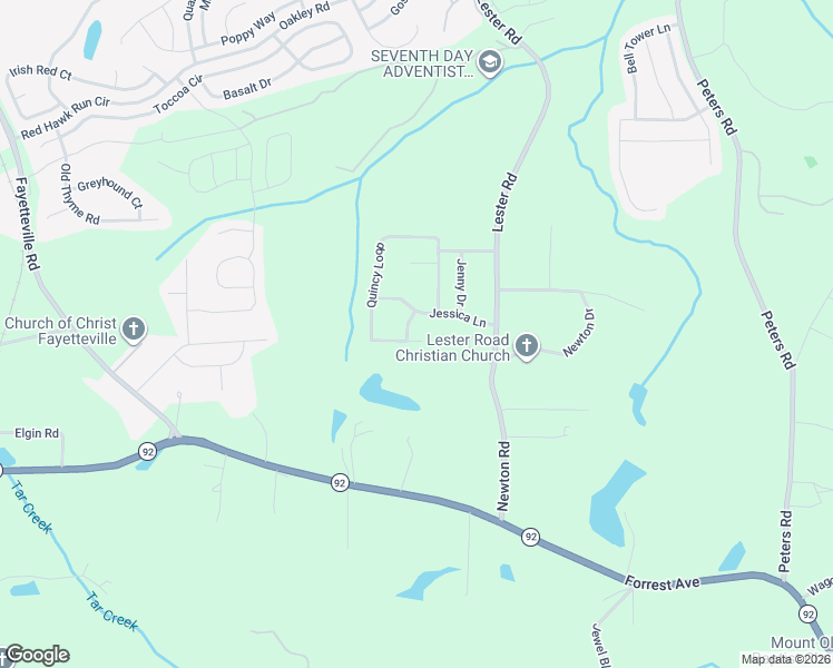 map of restaurants, bars, coffee shops, grocery stores, and more near 2526 Quincy Loop in Fairburn