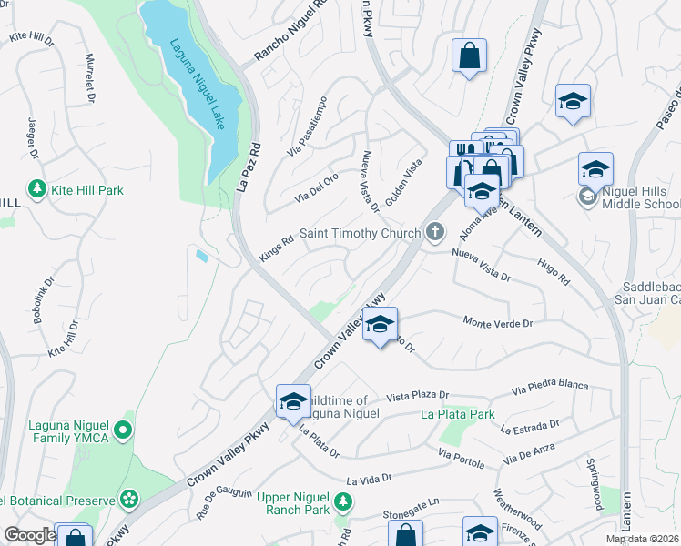 map of restaurants, bars, coffee shops, grocery stores, and more near 24682 Royale Ridge in Laguna Niguel