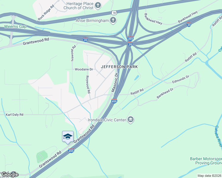 map of restaurants, bars, coffee shops, grocery stores, and more near 3335 Richwood Avenue in Irondale