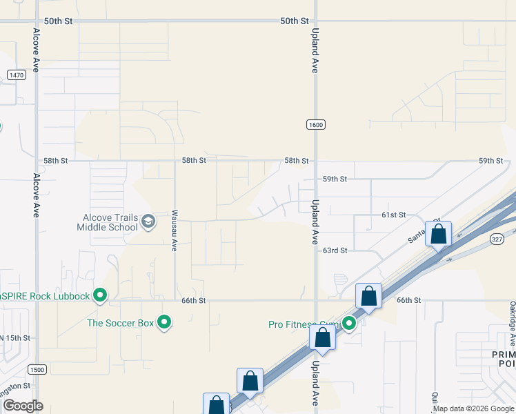 map of restaurants, bars, coffee shops, grocery stores, and more near 5900 Venita Avenue in Lubbock