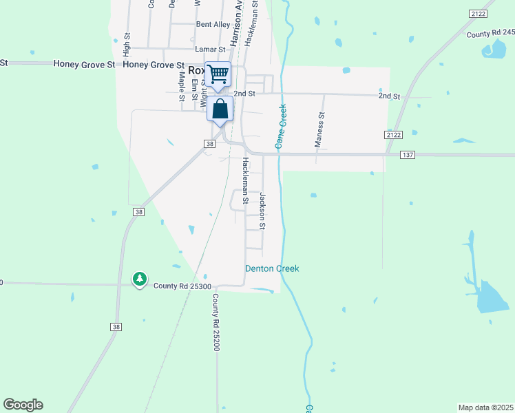 map of restaurants, bars, coffee shops, grocery stores, and more near 706 Jackson Street in Roxton