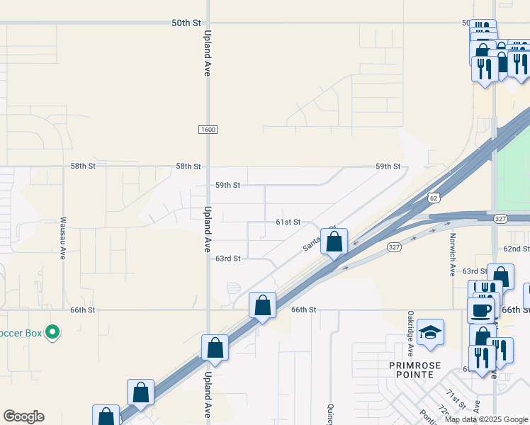 map of restaurants, bars, coffee shops, grocery stores, and more near 3612 Trenton Avenue in Lubbock