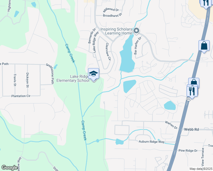map of restaurants, bars, coffee shops, grocery stores, and more near 1101 West Shore Drive in Riverdale