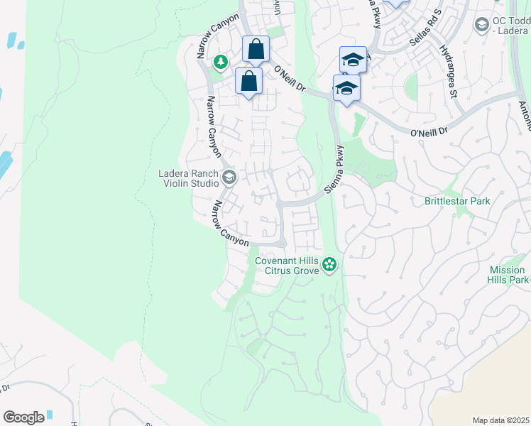 map of restaurants, bars, coffee shops, grocery stores, and more near 1 Clifford Lane in Ladera Ranch