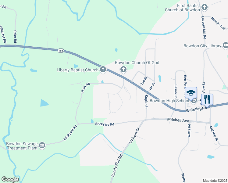 map of restaurants, bars, coffee shops, grocery stores, and more near 200 Harvell Drive in Bowdon