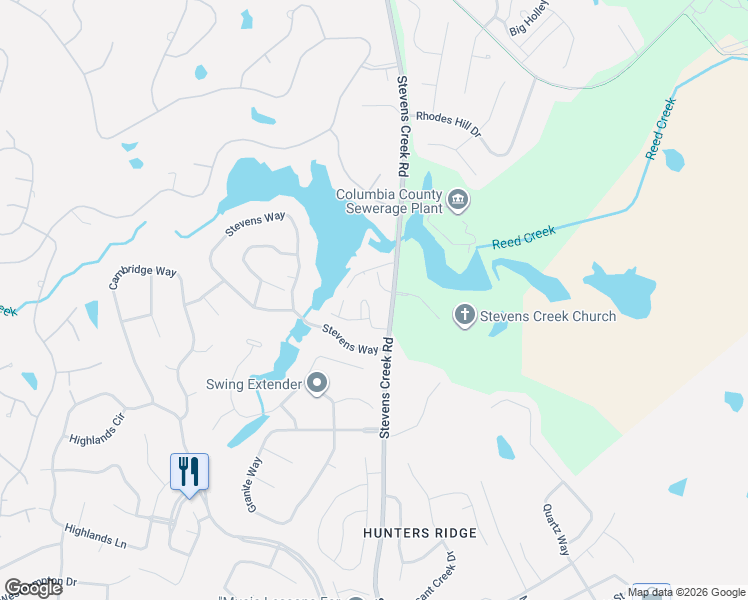 map of restaurants, bars, coffee shops, grocery stores, and more near 609 Crown Point Drive in Augusta