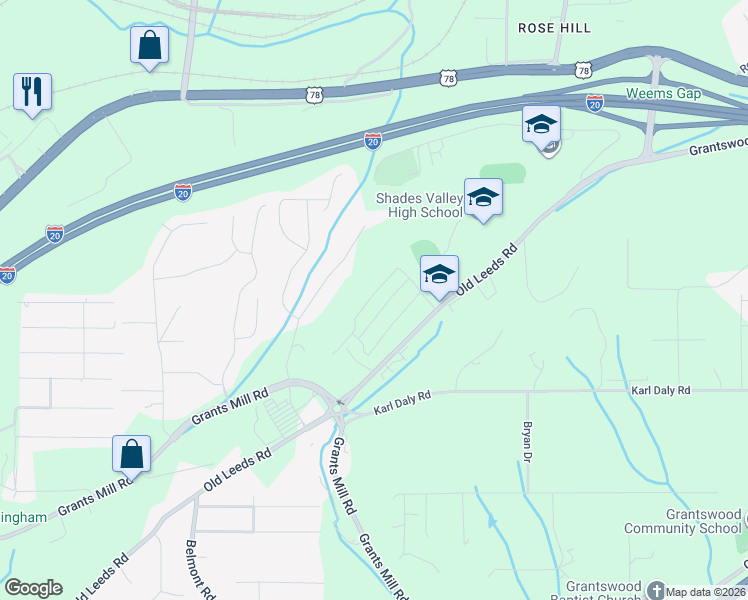 map of restaurants, bars, coffee shops, grocery stores, and more near 4230 Brevard Boulevard in Irondale