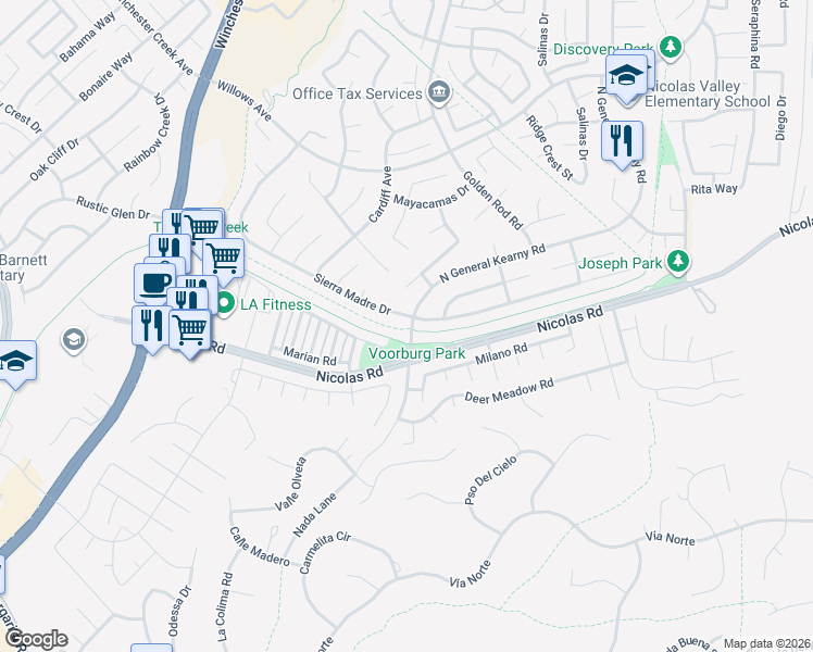 map of restaurants, bars, coffee shops, grocery stores, and more near 27611 Sierra Madre Dr in Temecula