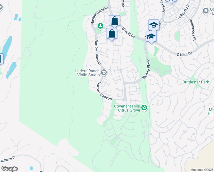 map of restaurants, bars, coffee shops, grocery stores, and more near 9 Paddock Place in Mission Viejo
