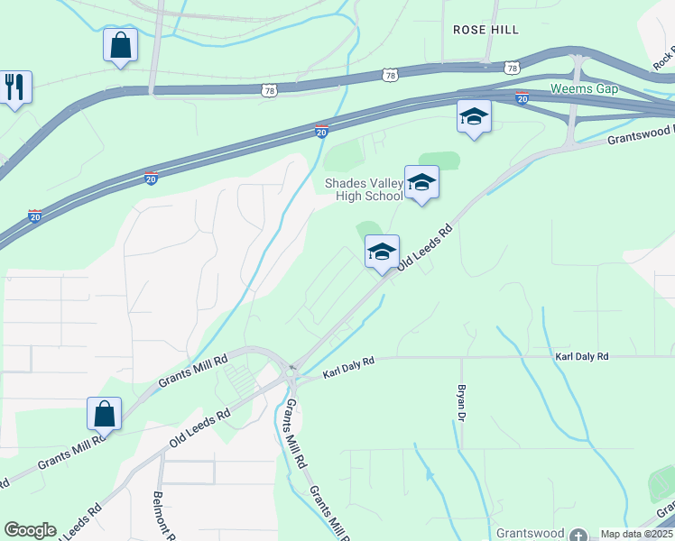 map of restaurants, bars, coffee shops, grocery stores, and more near in Mountain Brook