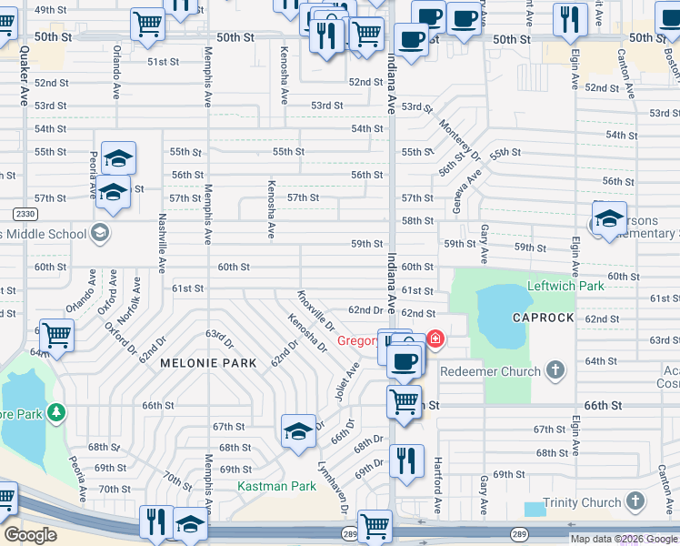map of restaurants, bars, coffee shops, grocery stores, and more near 3422 60th Street in Lubbock