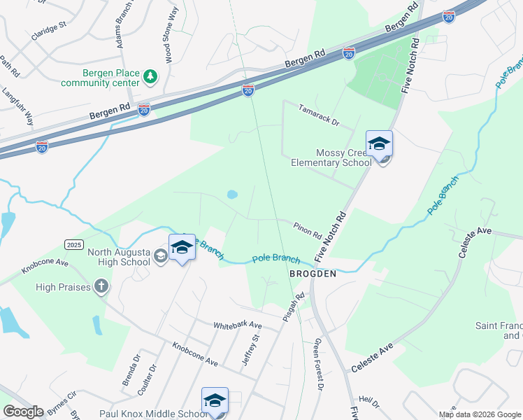 map of restaurants, bars, coffee shops, grocery stores, and more near 1002 Evergreen Court in North Augusta