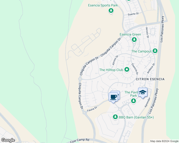 map of restaurants, bars, coffee shops, grocery stores, and more near Arada Street in Rancho Mission Viejo