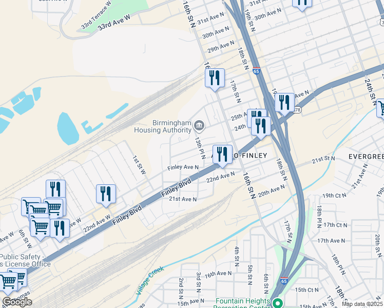 map of restaurants, bars, coffee shops, grocery stores, and more near 1128 24th Avenue North in Birmingham