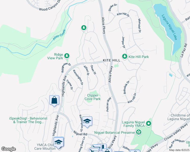 map of restaurants, bars, coffee shops, grocery stores, and more near 29192 Dean Street in Laguna Niguel