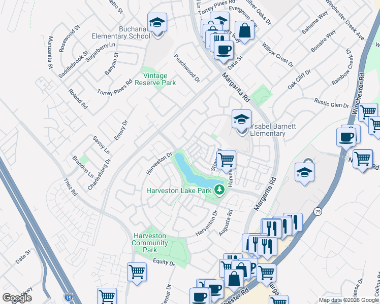 map of restaurants, bars, coffee shops, grocery stores, and more near 28781 Bristol Rd in Temecula