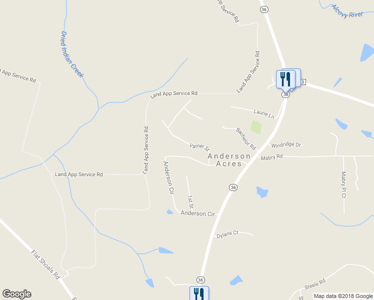 map of restaurants, bars, coffee shops, grocery stores, and more near 180 Anderson Circle in Covington