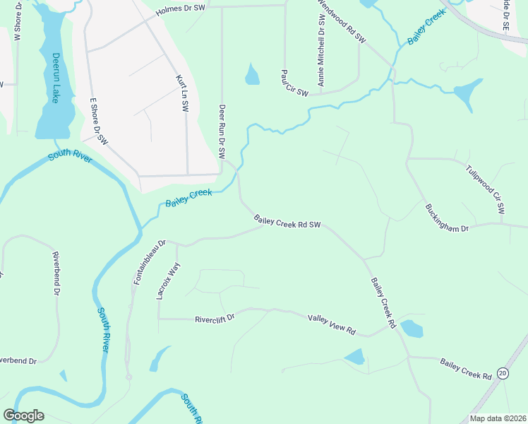 map of restaurants, bars, coffee shops, grocery stores, and more near 1660 Bailey Creek Road Southwest in Conyers