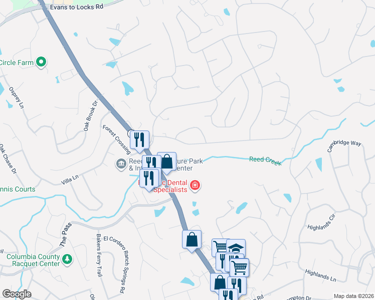 map of restaurants, bars, coffee shops, grocery stores, and more near 3513-3535 West Lake Drive in Martinez
