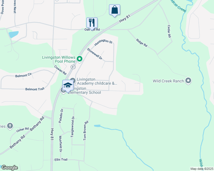 map of restaurants, bars, coffee shops, grocery stores, and more near 300 Huntington Street in Covington