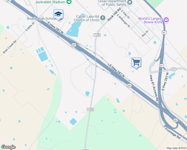 map of restaurants, bars, coffee shops, grocery stores, and more near 612 Farm to Market Road 1125 in Bowie