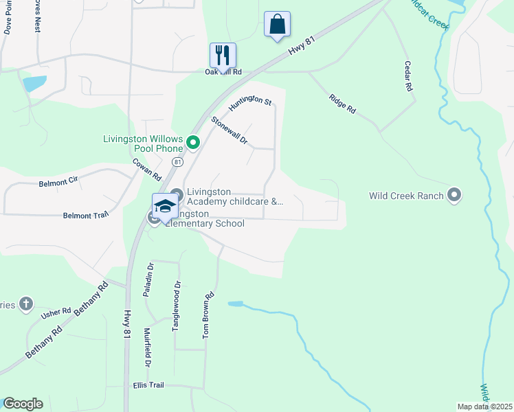 map of restaurants, bars, coffee shops, grocery stores, and more near 300 Huntington Street in Covington