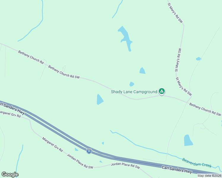 map of restaurants, bars, coffee shops, grocery stores, and more near 2389 Bethany Church Road Southwest in Crawfordville