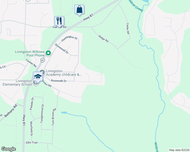 map of restaurants, bars, coffee shops, grocery stores, and more near 25 Castlehill Court in Covington