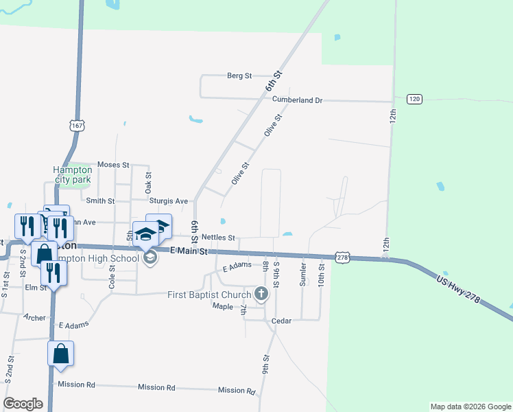 map of restaurants, bars, coffee shops, grocery stores, and more near 256 Watson Street in Hampton