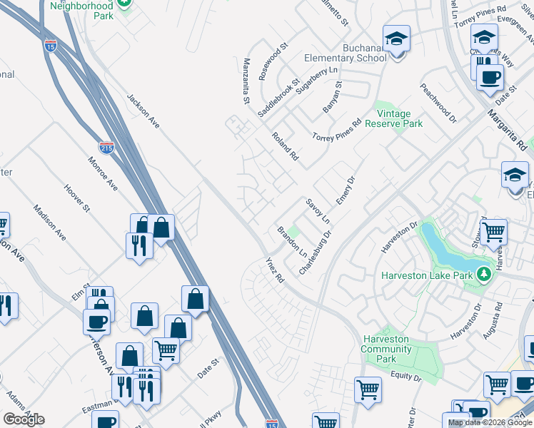 map of restaurants, bars, coffee shops, grocery stores, and more near 26451 Arboretum Way in Murrieta