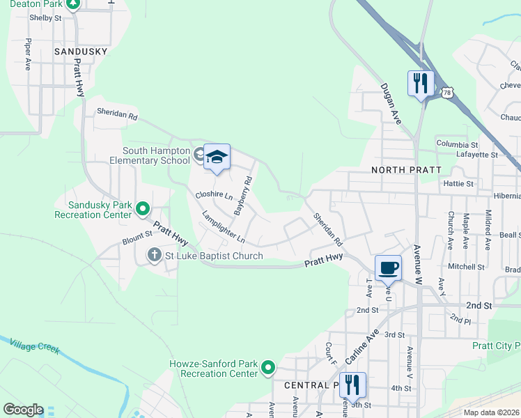map of restaurants, bars, coffee shops, grocery stores, and more near 612 Closhire Lane in Birmingham
