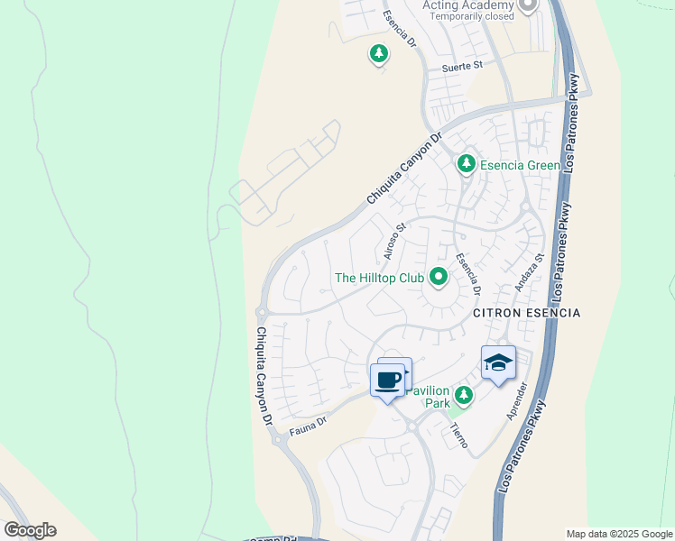 map of restaurants, bars, coffee shops, grocery stores, and more near 20 Tandeo Drive in Mission Viejo
