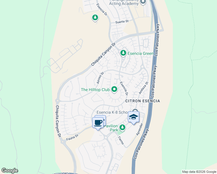 map of restaurants, bars, coffee shops, grocery stores, and more near 51 Garcilla Dr in Trabuco Canyon